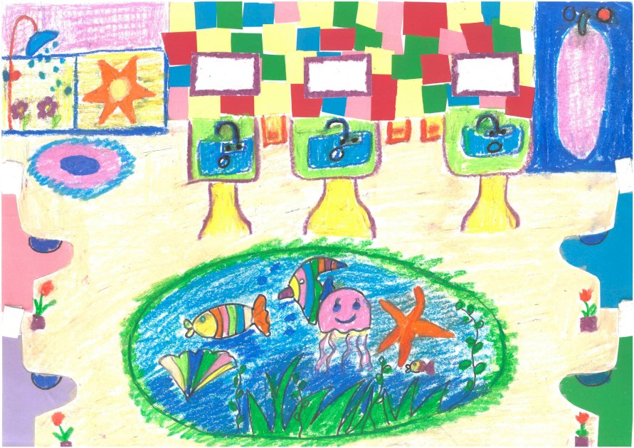 Felújítandó mosdóhelyiségről egy rajz