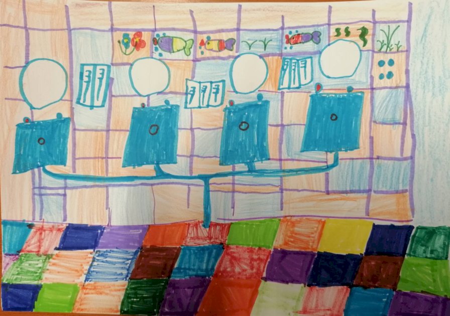 Felújítandó mosdóhelyiségről egy rajz